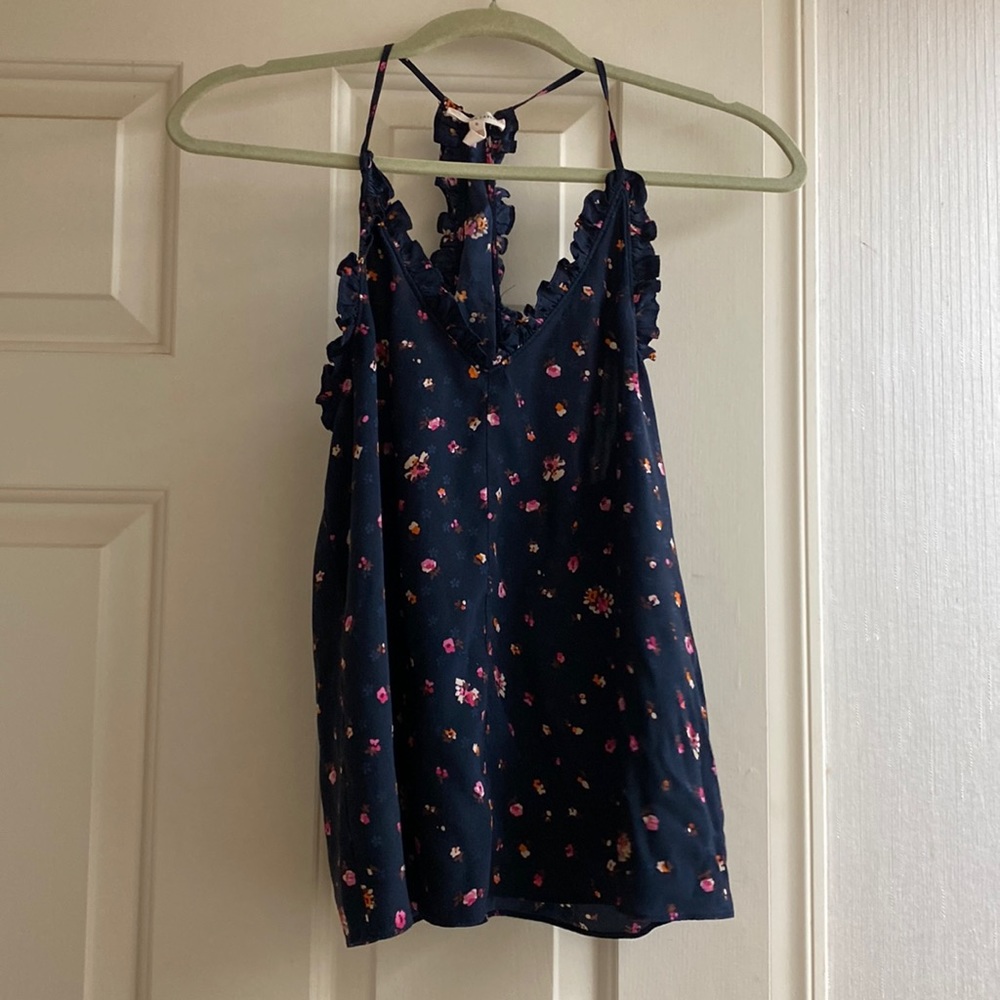 Rebecca Taylor ruffle racer back floral tank top size 6